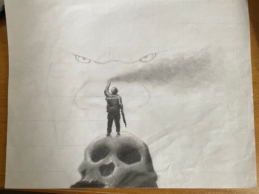 Kong Skull Island-inspired pencil drawing